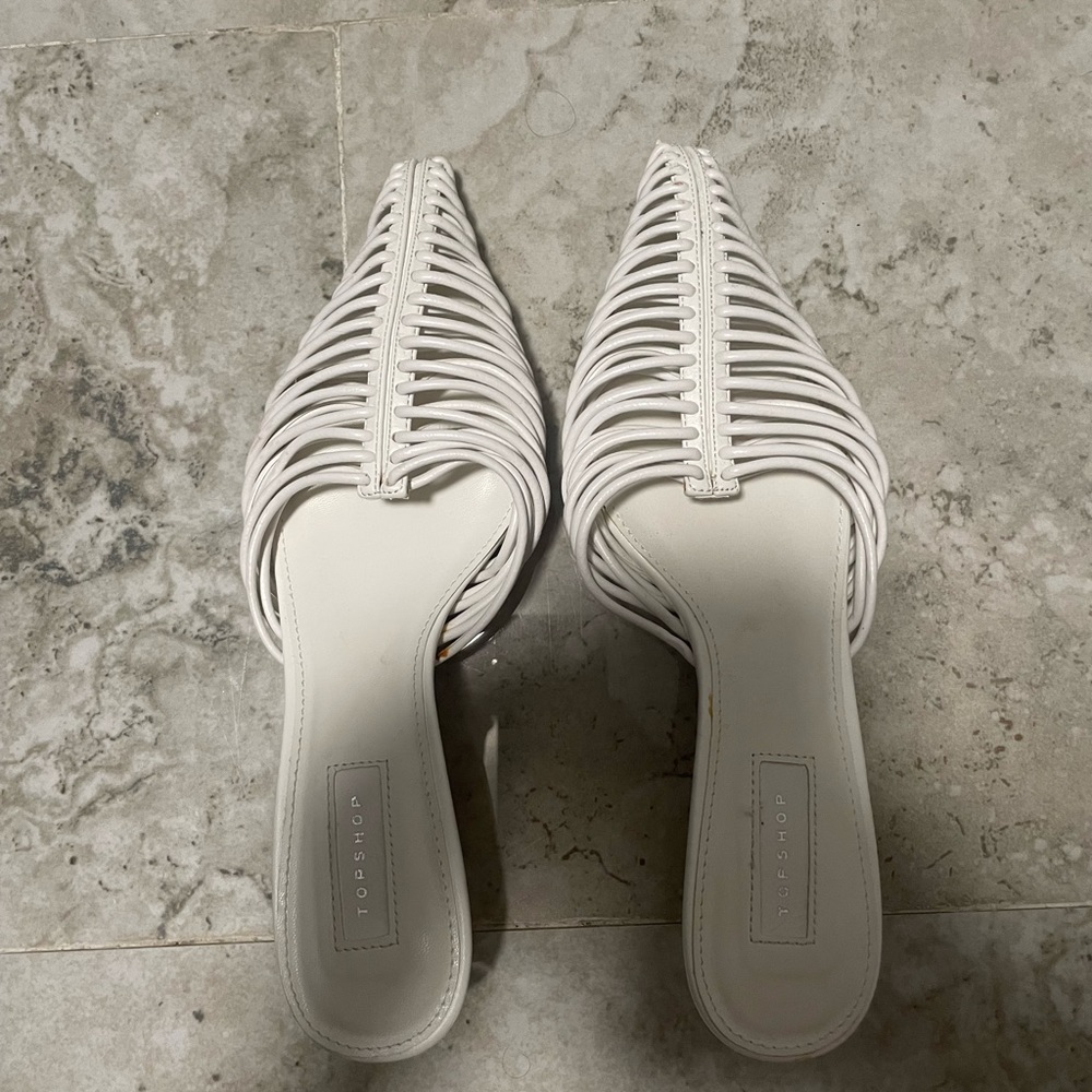 Top shop JUMP White Strappy Point Shoes-6.5/7 or 37